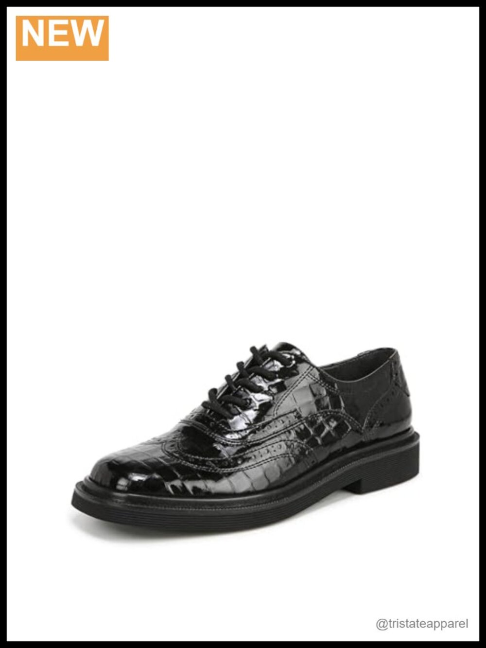 Wingtip Lace Up Oxfords Faux Leather Round Toe Block Heel Work Shoes